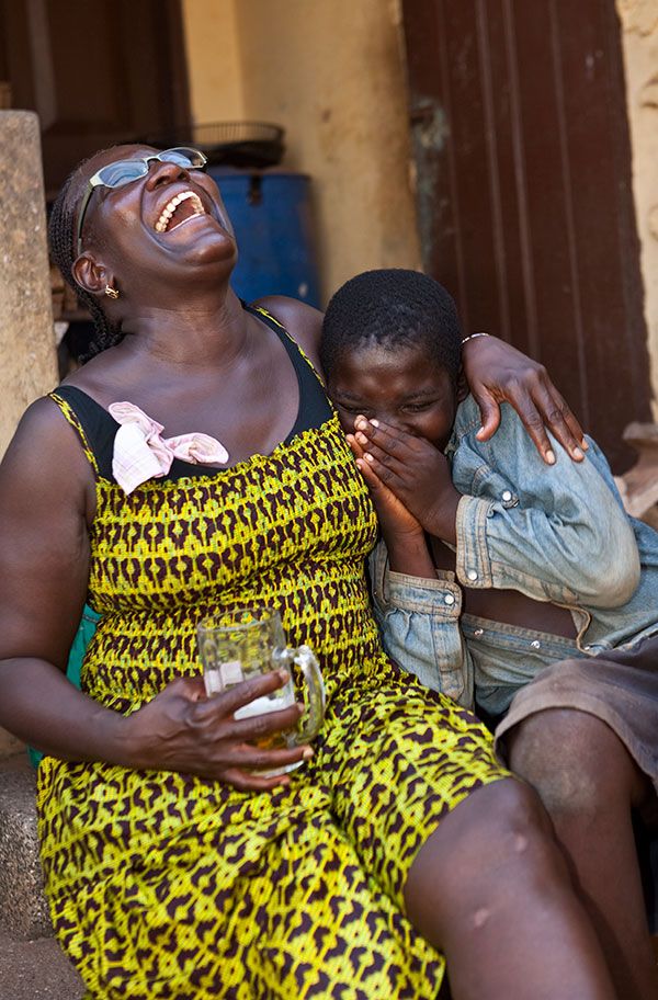 Mother and child sharing a joyful laugh